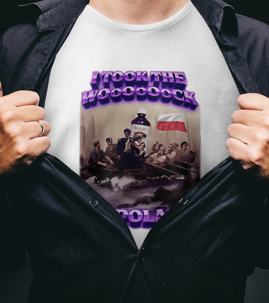 I Took The Wock To Poland Bold Letters Polish Flag Boat Scene T-Shirt