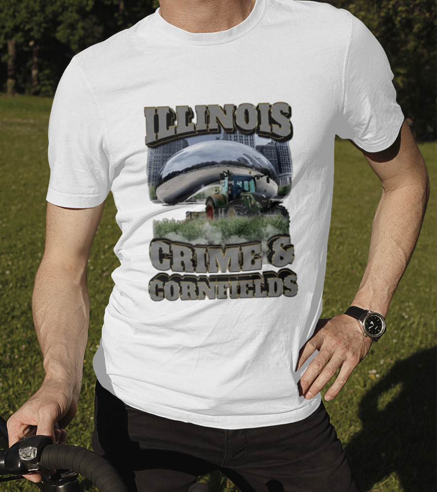 Illinois Crime & Cornfields Cloud Gate Tractor Scenery T-Shirt