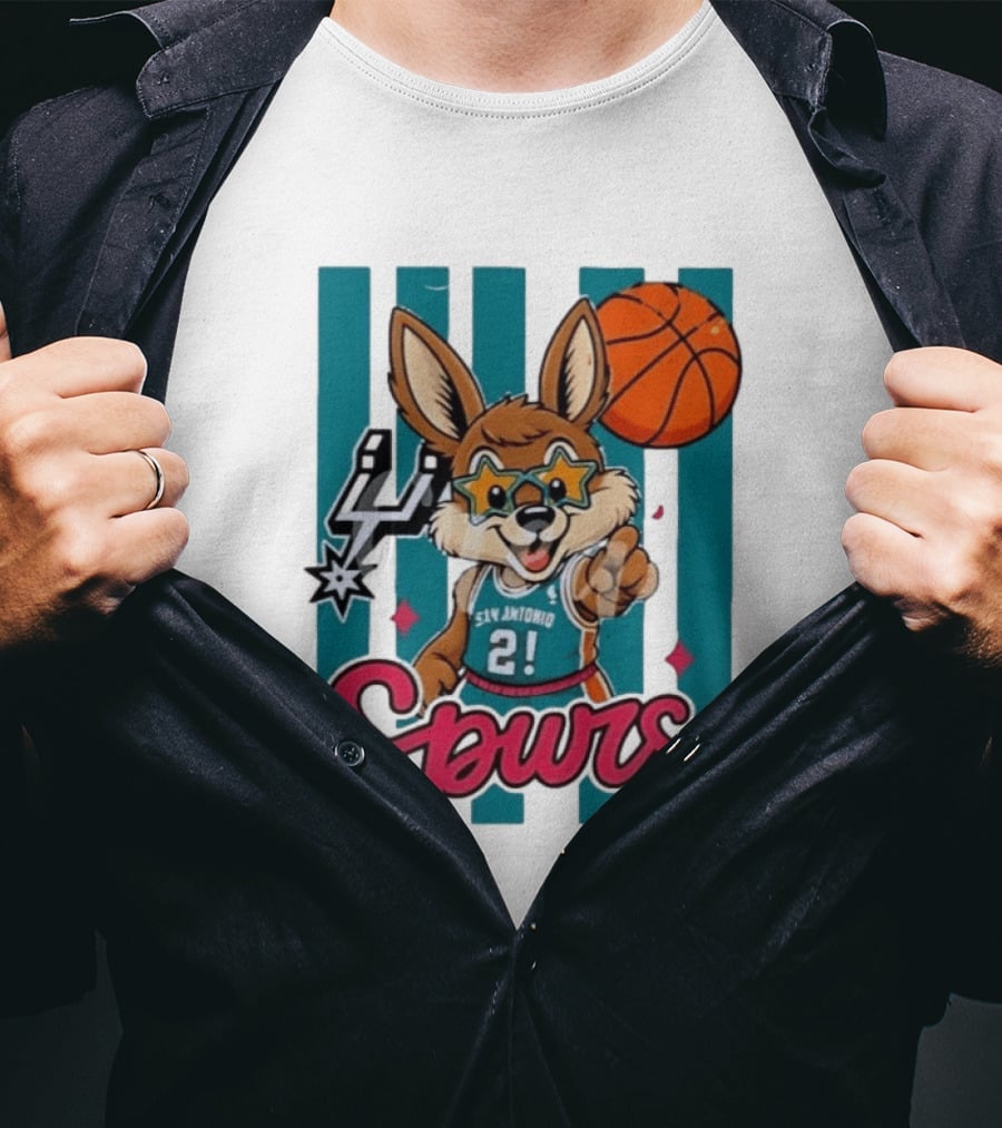 San Antonio Spurs Mascot Basketball Star Glasses Youth 21 T-Shirt