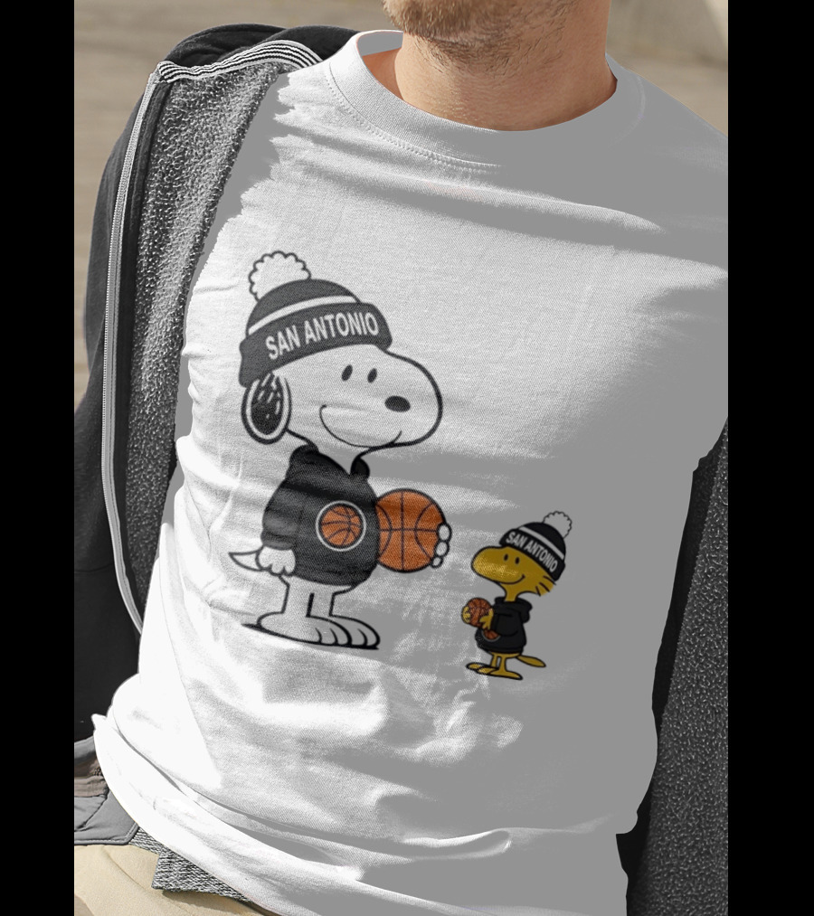 Snoopy And Woodstock Basketball Fans San Antonio Beanies T-Shirt