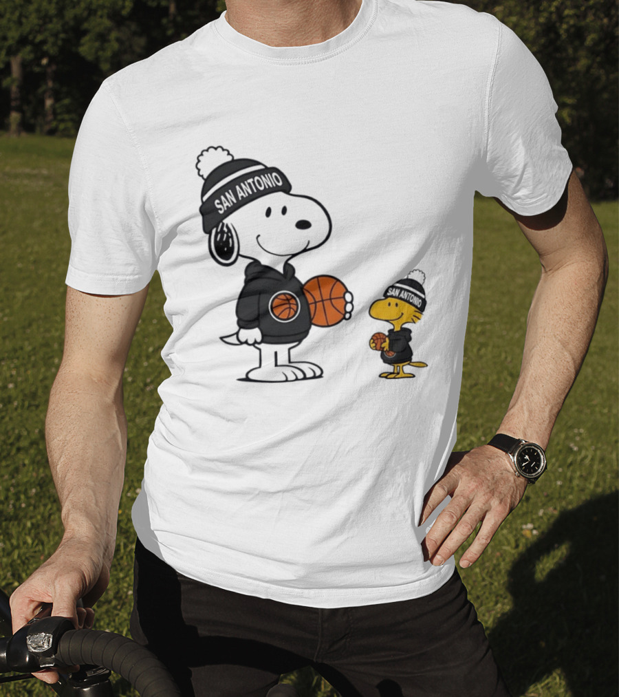 Snoopy And Woodstock Basketball Fans San Antonio Beanies T-Shirt