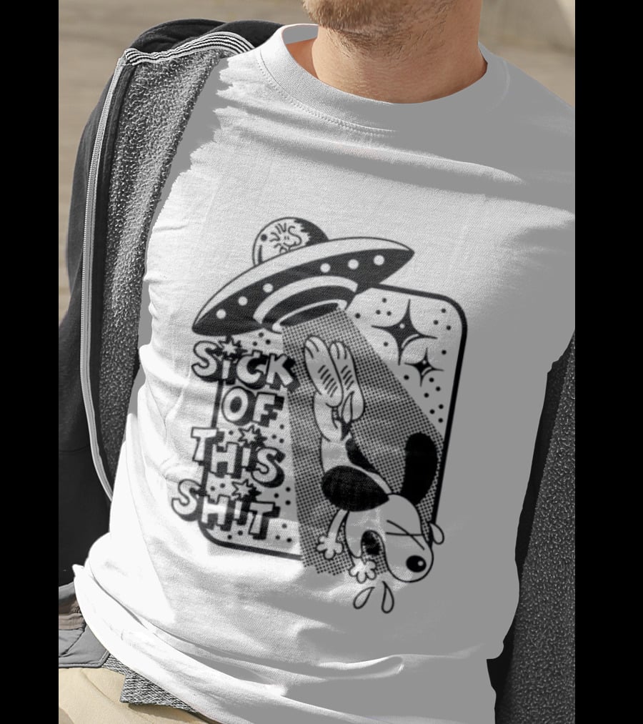 Snoopy Gets Abducted Sick Of This Shit UFO T-Shirt