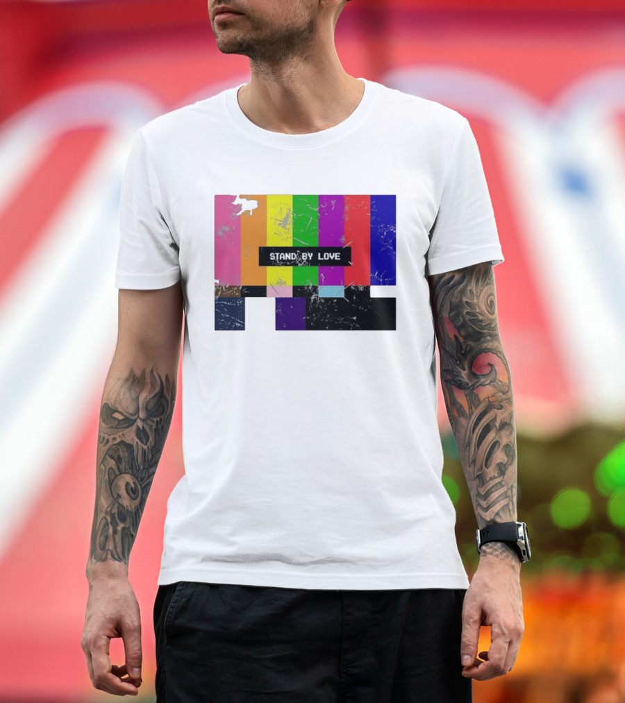 Stand By Love Retro TV Rainbow Pride Multicolor Lines T-Shirt