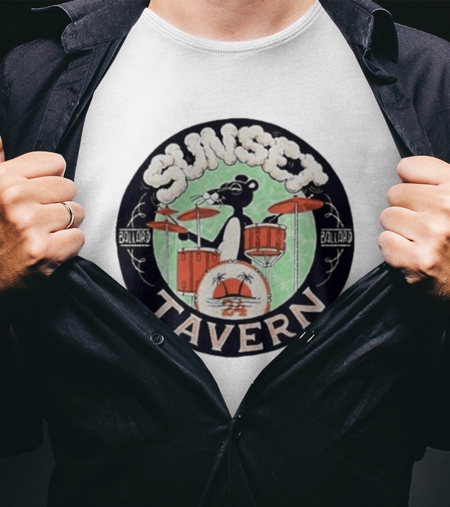 Sunset Tavern Ballard Drumming Bear 24th Anniversary Party Limited Edition T-Shirt