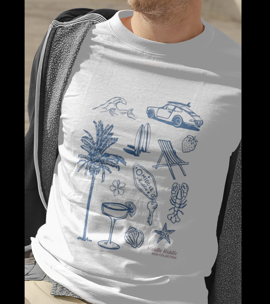 The Coastal Sheer 2026 Summer Collection Palm Waves Surfing Suntanning Chilling Ocean Daze Adventure T-Shirt
