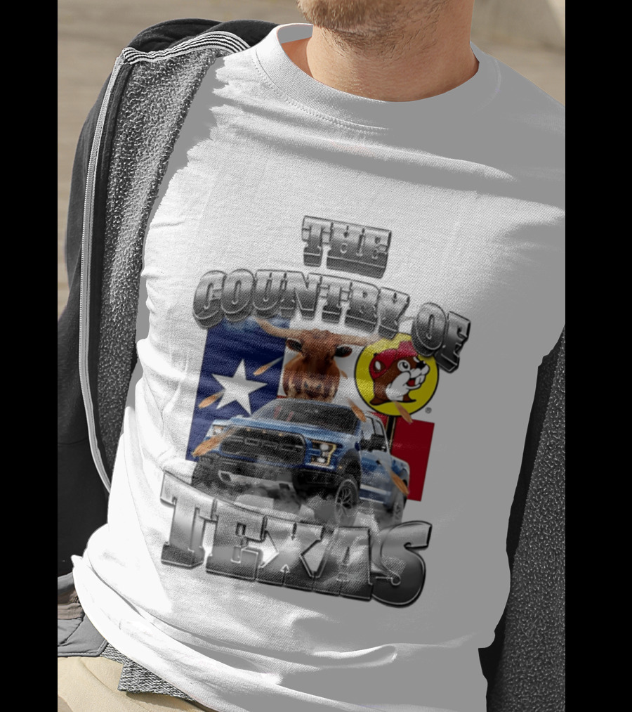 The Country Of Texas Ford Raptor Truck Longhorn Buc Ee's Star Flag T-Shirt