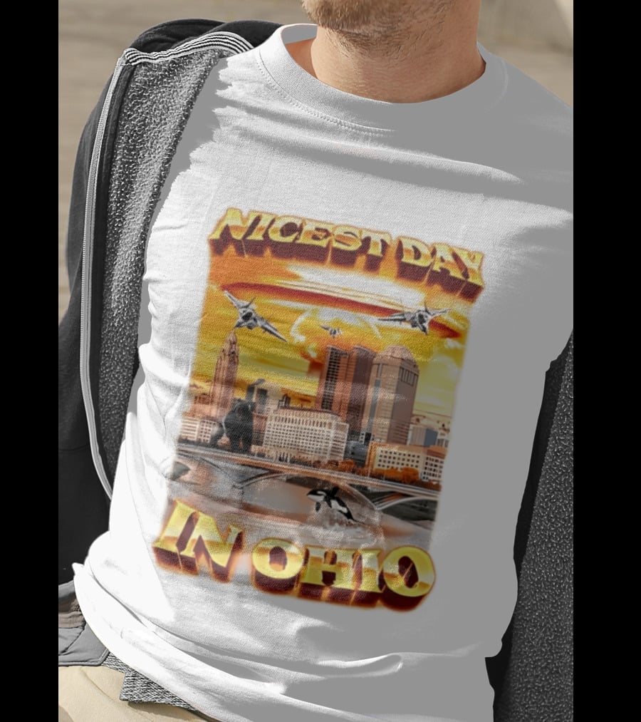 Nicest Day In Ohio Cityscape With Jets And Wildlife T-Shirt