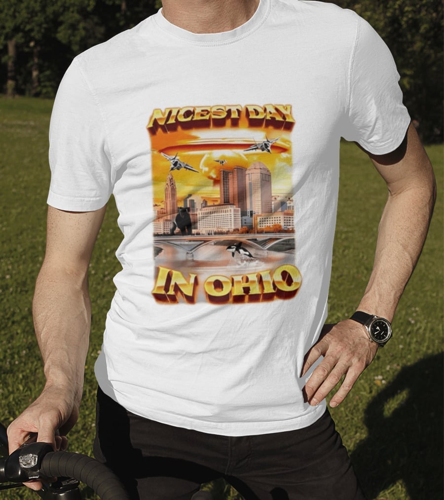 Nicest Day In Ohio Cityscape With Jets And Wildlife T-Shirt