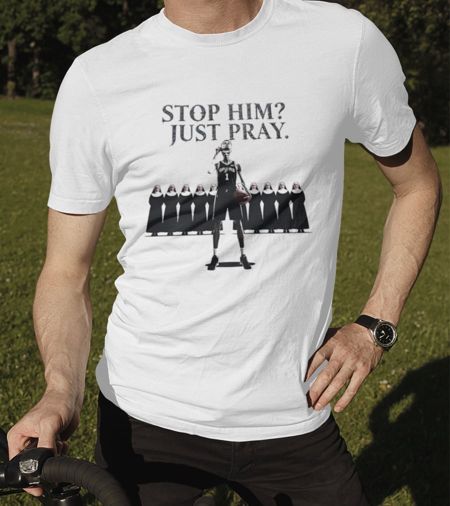 Victor Wembanyama Alien Mask Stop Him Just Pray Nuns T-Shirt