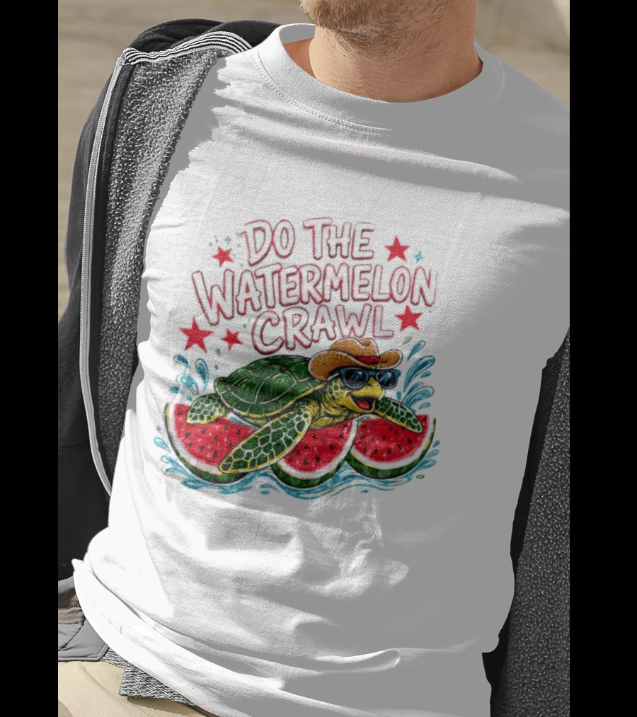 Do The Watermelon Crawl Turtle Cowboy Sunglasses Summer Fun T-Shirt