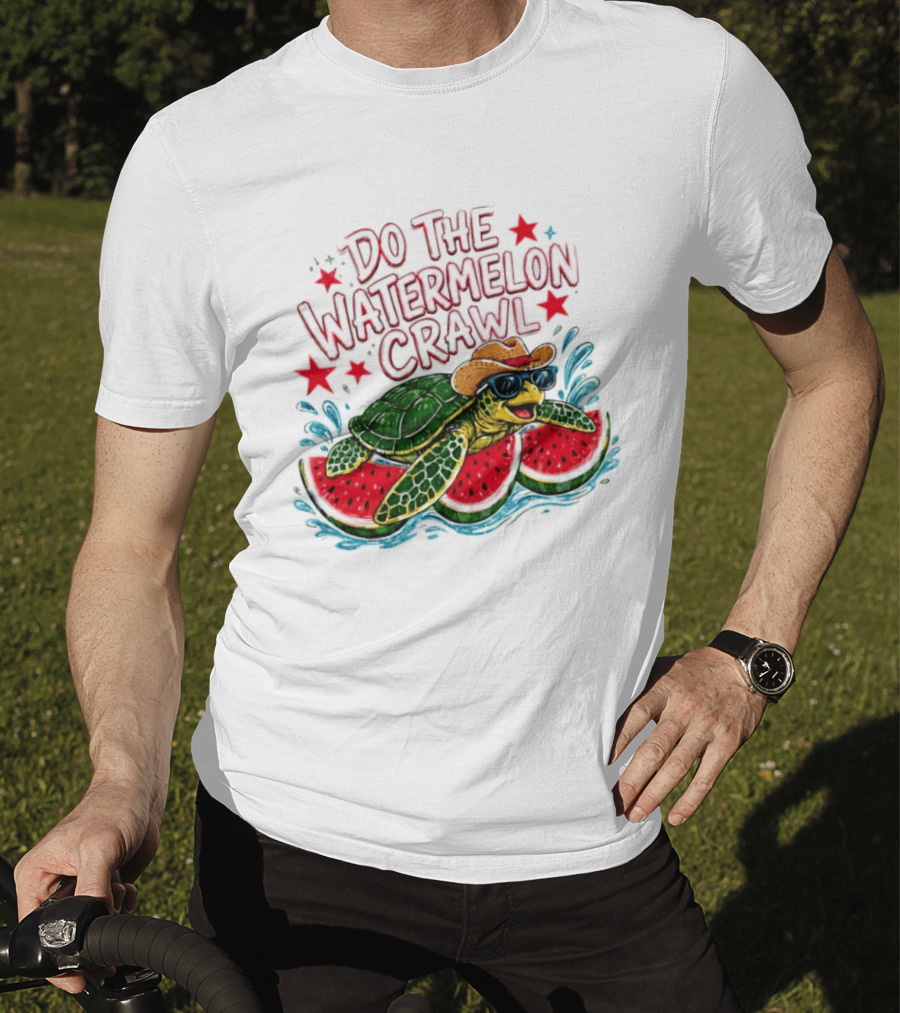 Do The Watermelon Crawl Turtle Cowboy Sunglasses Summer Fun T-Shirt