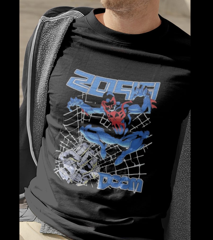 2099 Spider Man Doom Web Punching Action T-Shirt