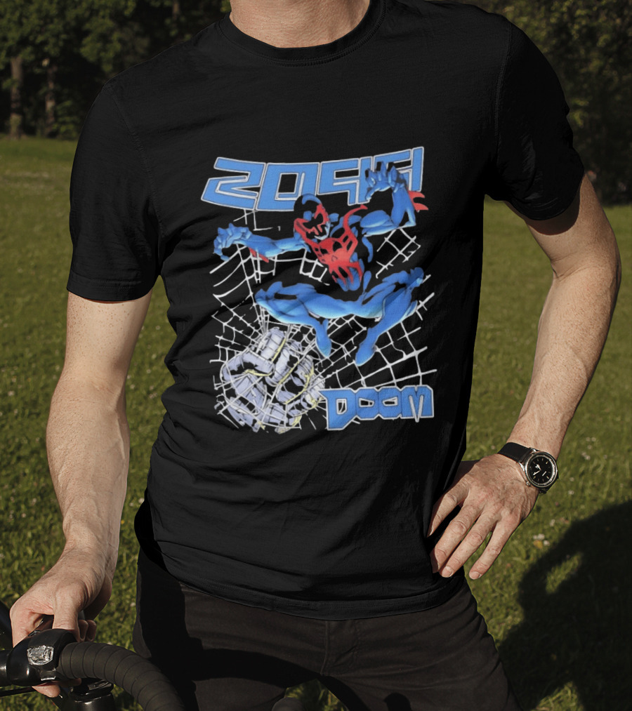 2099 Spider Man Doom Web Punching Action T-Shirt