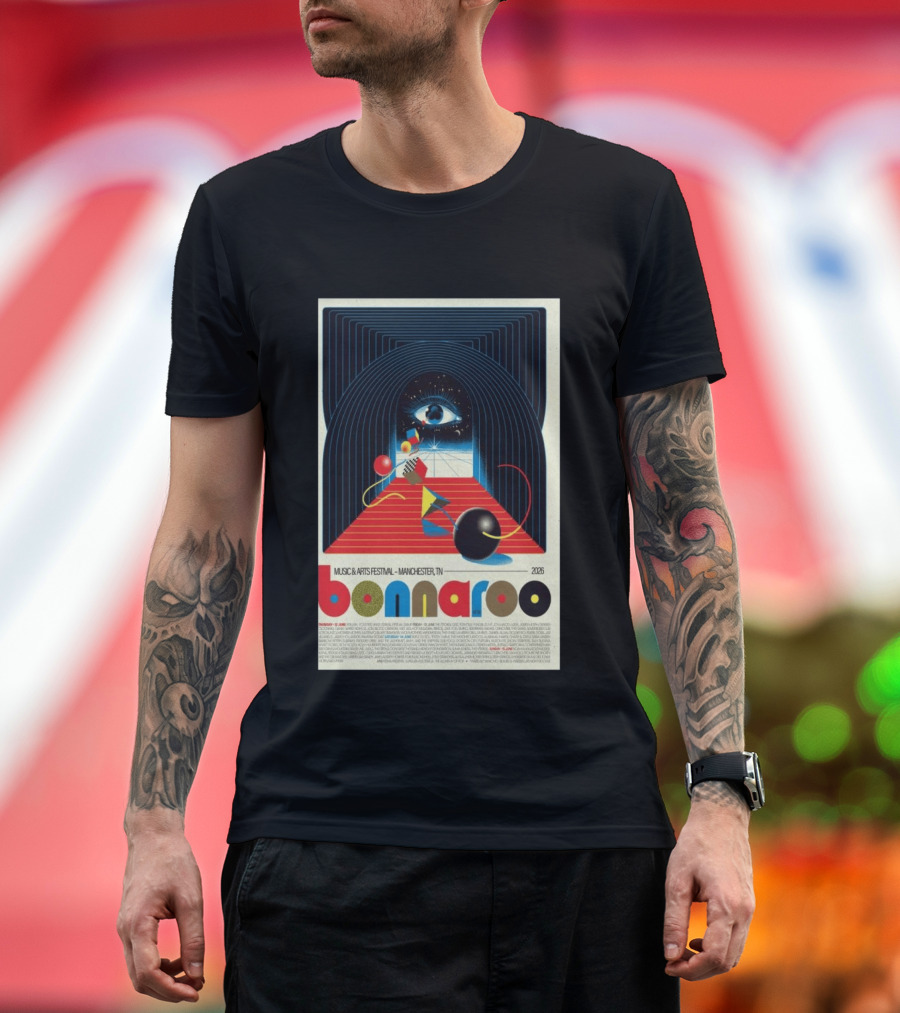 Bonnaroo Music & Arts Festival 2026 Manchester TN June 11 14 Retro Eye T-Shirt
