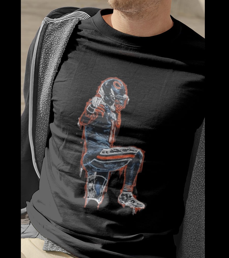 Chicago Bears Kneeling Player Dripping Effect Football Merchandise T-Shirt