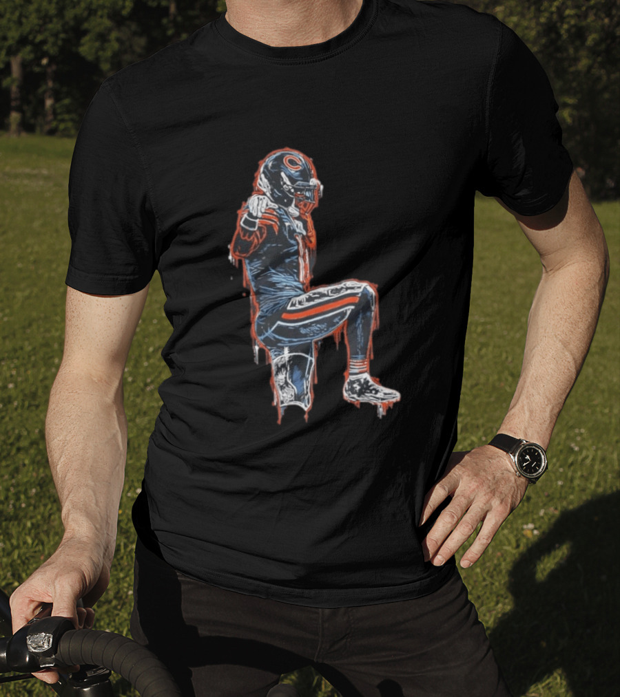Chicago Bears Kneeling Player Dripping Effect Football Merchandise T-Shirt