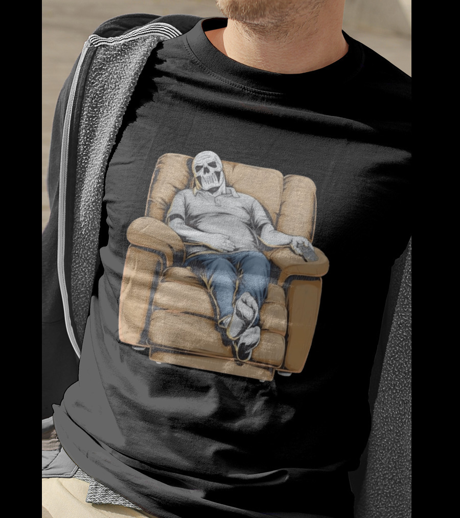 Dying To Relax Skeleton Recliner Couch Potato T-Shirt