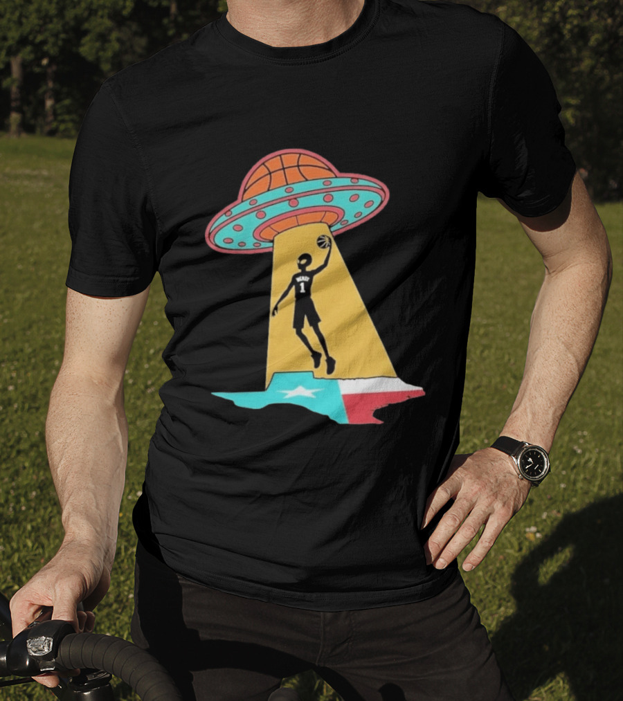San Antonio Wemby The Alien Spurs Star UFO Basketball Texas T-Shirt