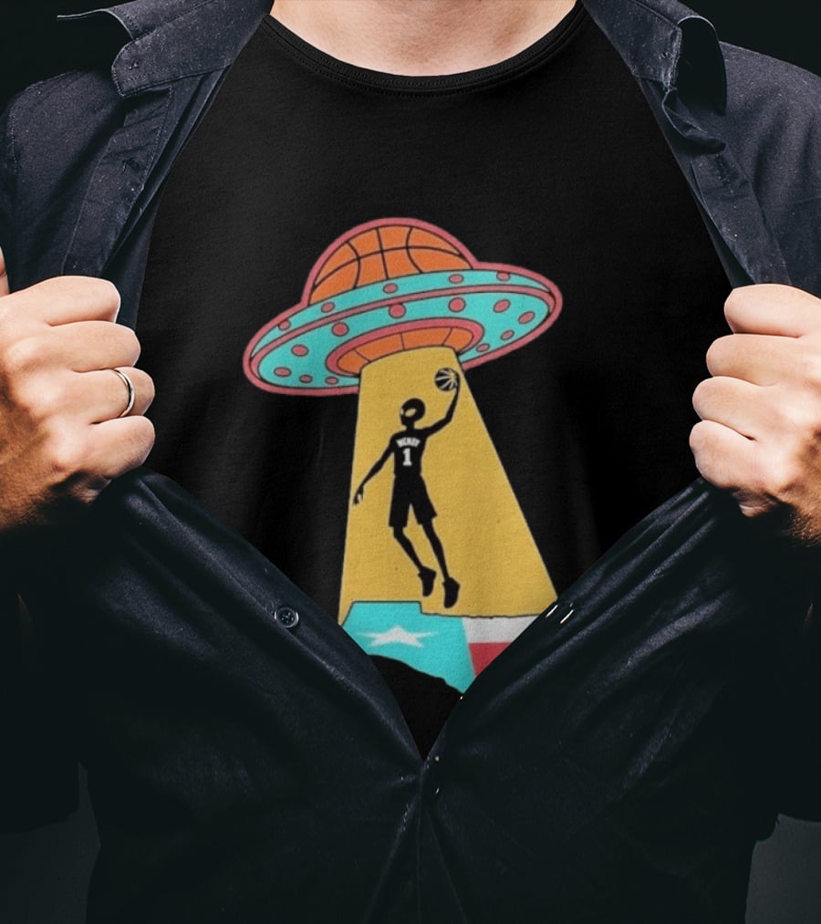 San Antonio Wemby The Alien Spurs Star UFO Basketball Texas T-Shirt