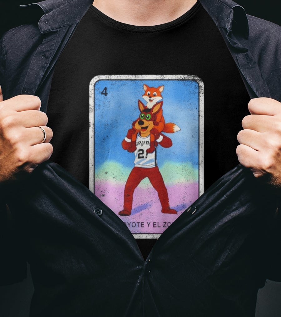 San Antonio Spurs Coyote El Zorro Lotería Card Number 4 T-Shirt