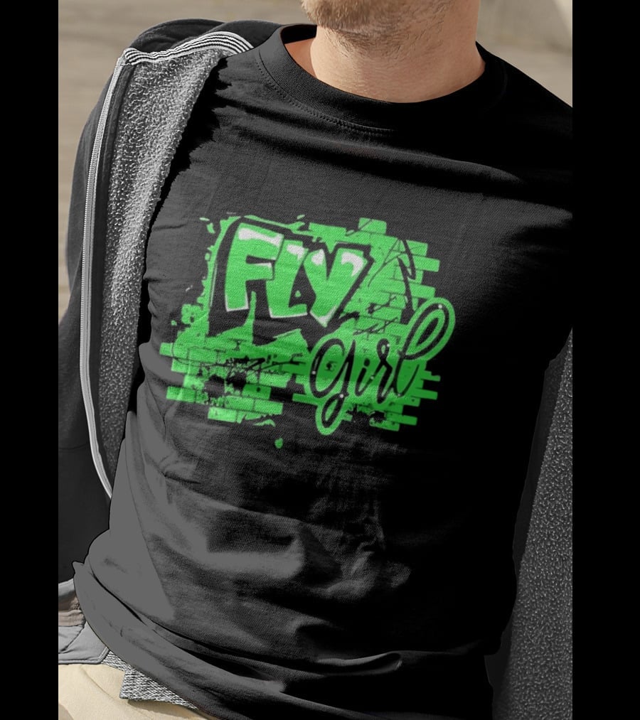Fly Girl Graffiti Street Brick Wall T-Shirt