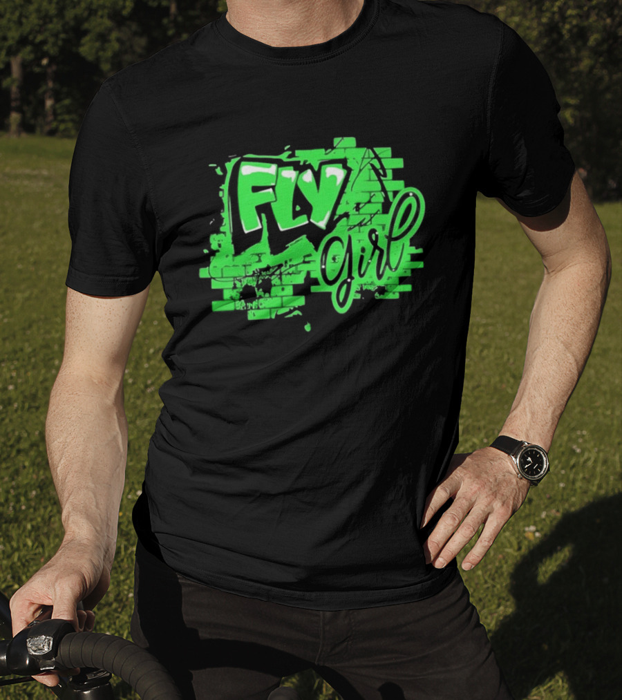 Fly Girl Graffiti Street Brick Wall T-Shirt