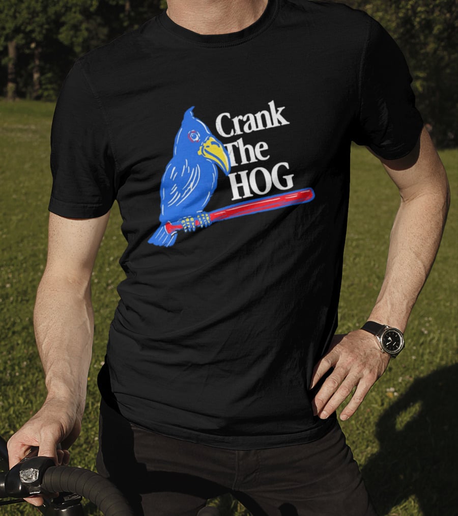 Kansas Jayhawks Crank The Hog Baseball Bird T-Shirt