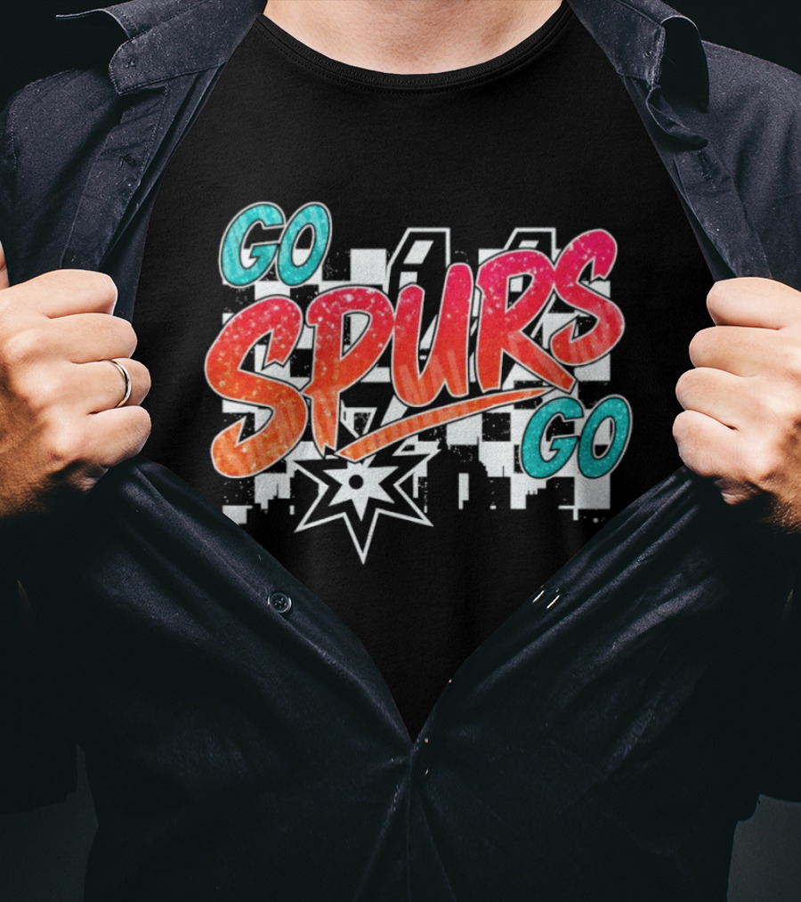 Go Spurs Go San Antonio Spurs Basketball Glitter NBA 2026 Starburst T-Shirt