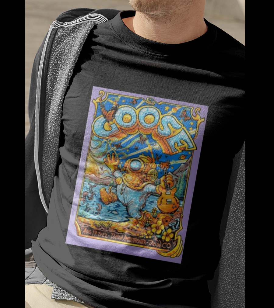 Goose Aug 17 2022 Dillon Amphitheater AJ Masthay Diver Guitar Butterflies T-Shirt