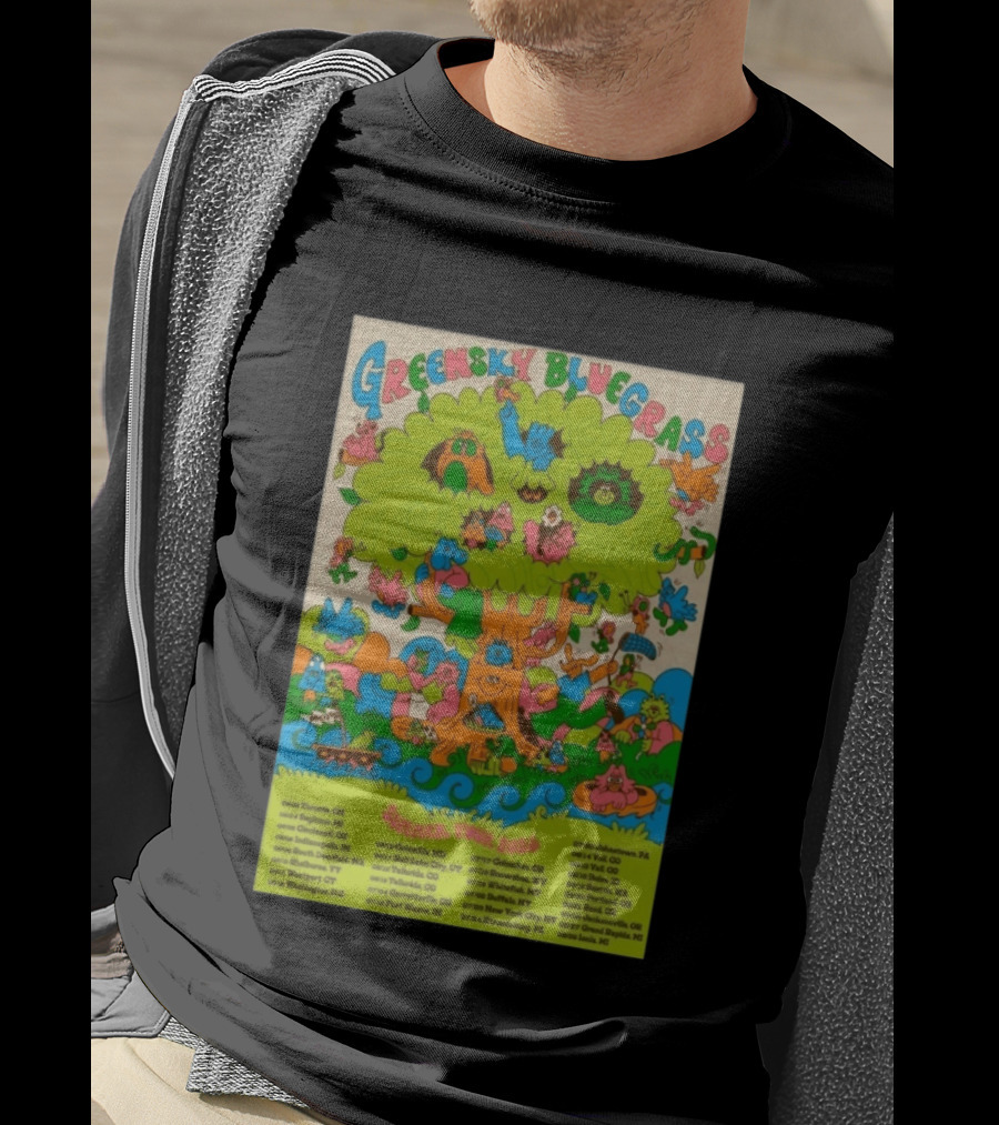 Greensky Bluegrass Summer Tour 2026 Psychedelic Tree Artwork With Tour Dates And Cities T-Shirt