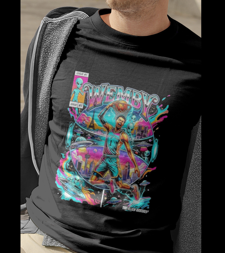 Wemby The Alien Arrives San Antonio Spurs Basketball Issue #1 T-Shirt