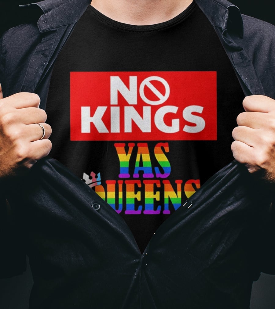 No Kings Yas Queens Rainbow Lettering With Crown T-Shirt