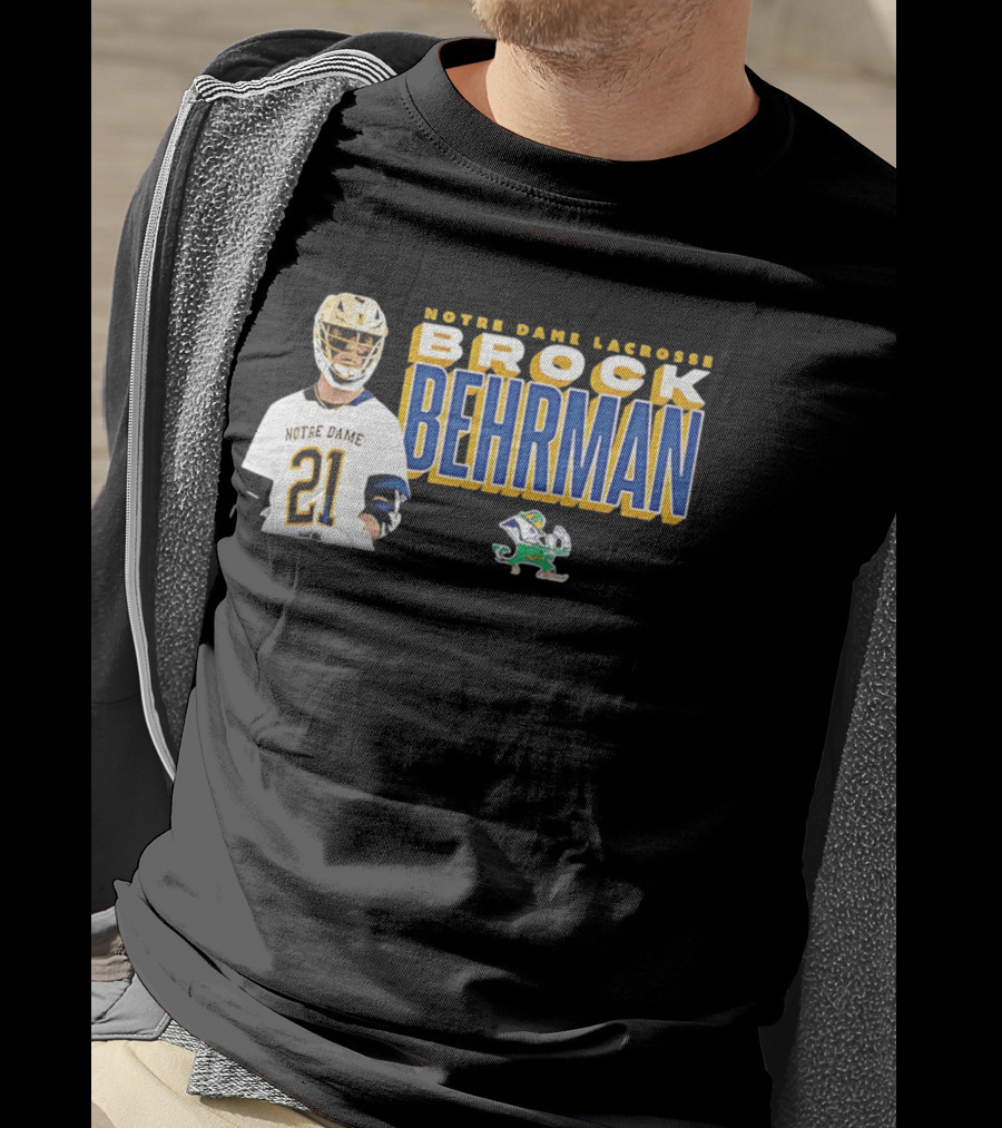 Notre Dame Lacrosse Brock Behrman 21 Fighting Irish T-Shirt