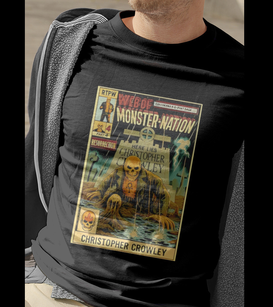 Resurrection Web Of Monster Nation Christopher Crowley Comic Part 4 Skeleton Tombstone T-Shirt