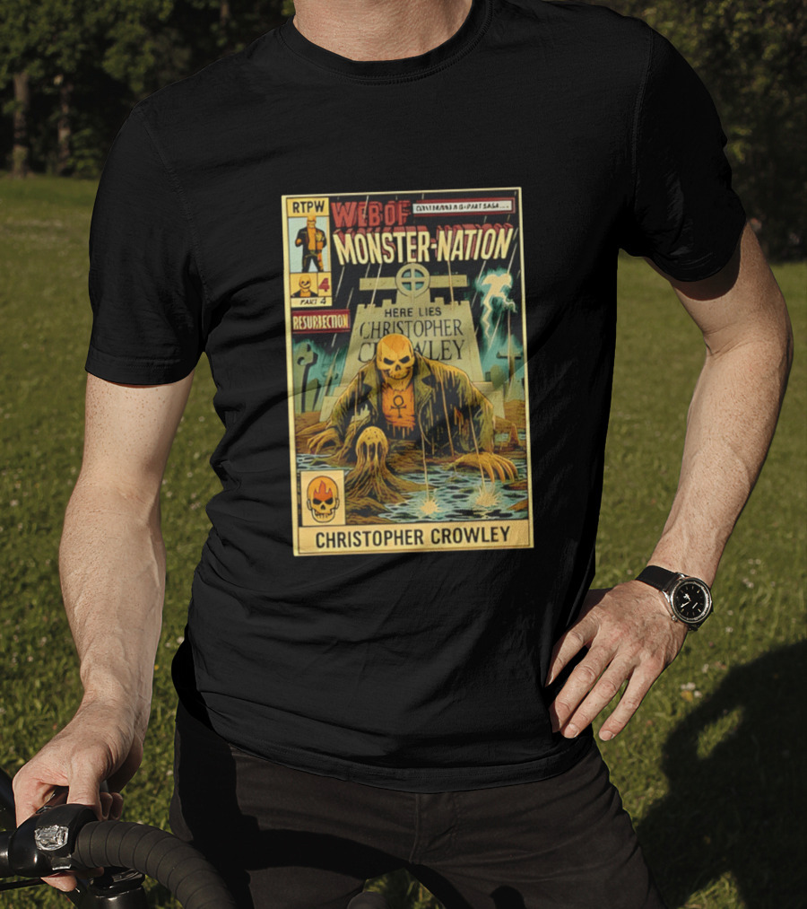 Resurrection Web Of Monster Nation Christopher Crowley Comic Part 4 Skeleton Tombstone T-Shirt