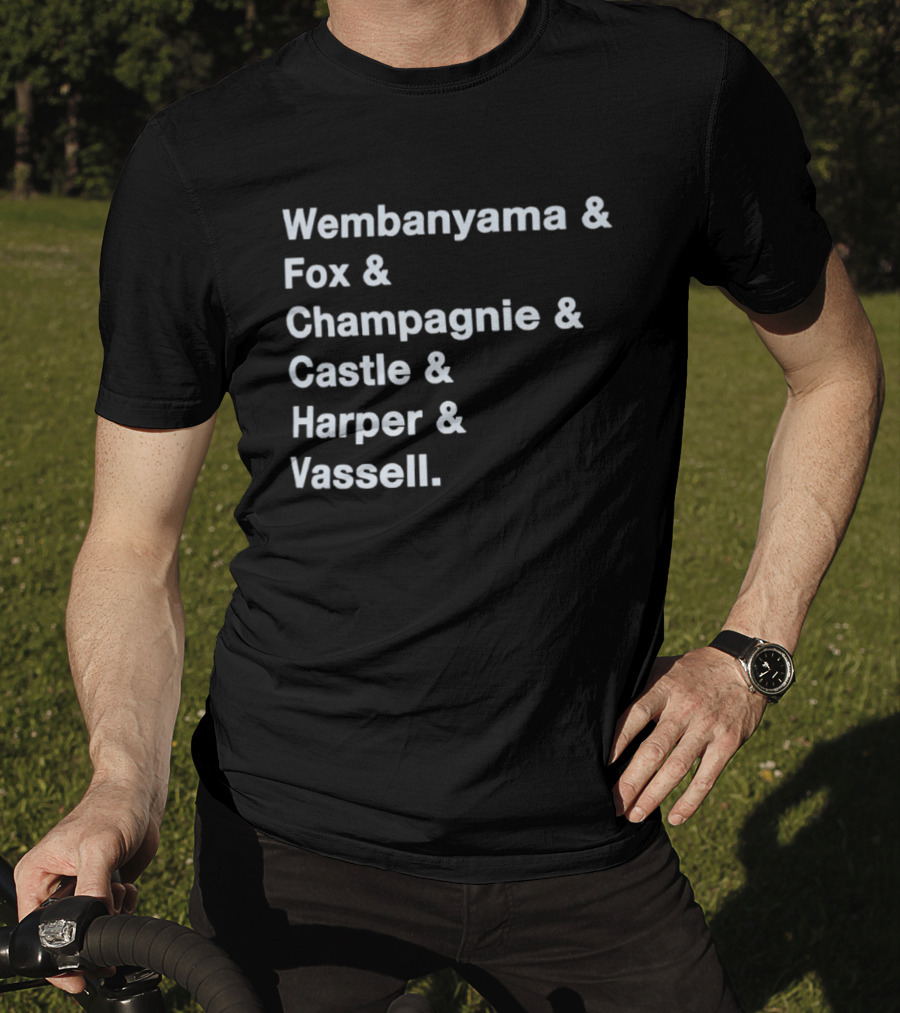 Wembanyama Fox Champagnie Castle Harper Vassell San Antonio Spurs Basketball NBA 2026 T-Shirt