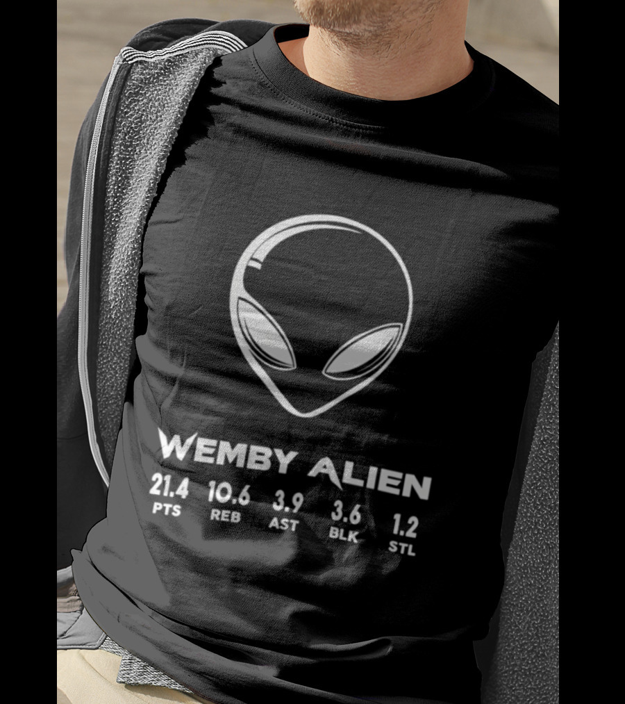 Wemby Alien 21.4 PTS 10.6 REB 3.9 AST 3.6 BLK 1.2 STL San Antonio Spurs T-Shirt