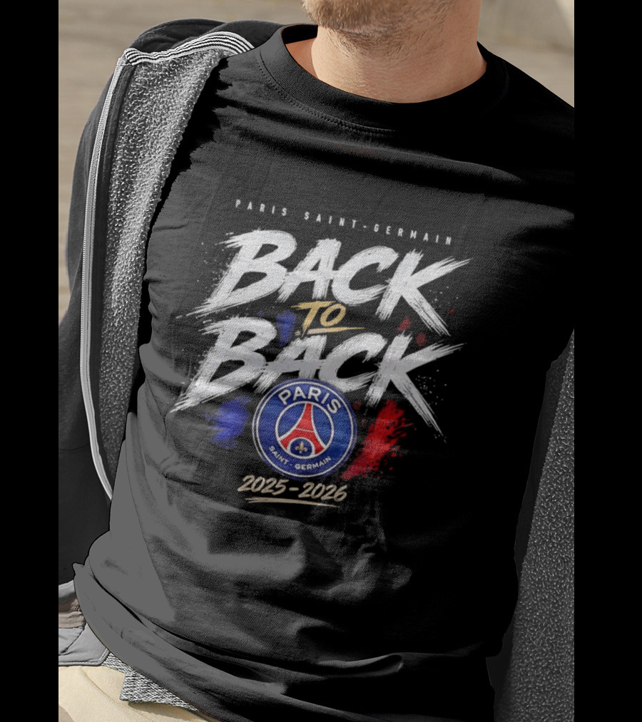 Paris Saint Germain Back To Back 2025 2026 Logo Champion Celebration T-Shirt