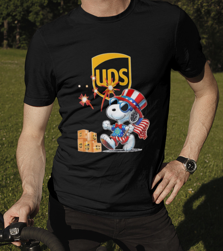 Patriotic Snoopy Independence Day UPS Packages American Flag Celebration T-Shirt