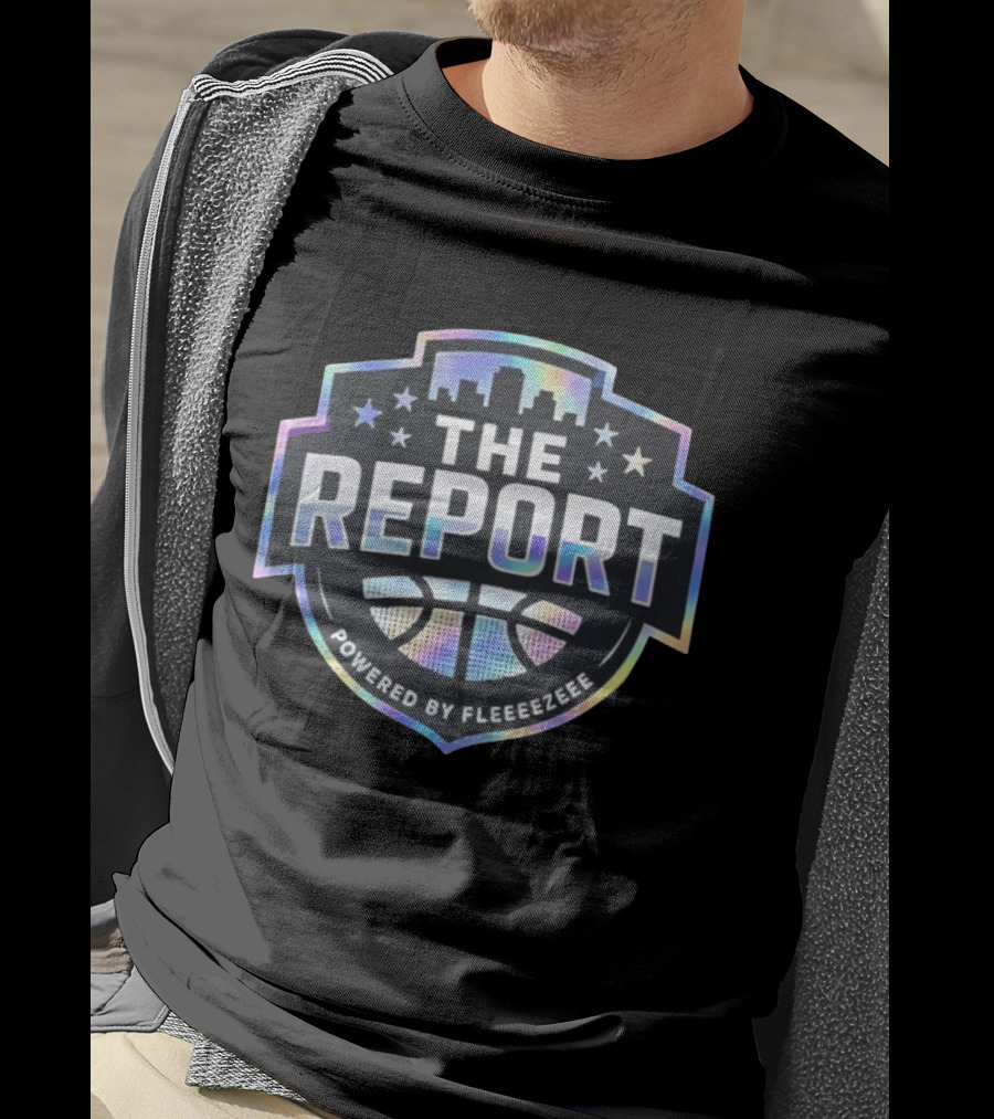 THE REPORT Powered By Fleeeeezeee Basketball Urban Stars Holographic Cityscape T-Shirt