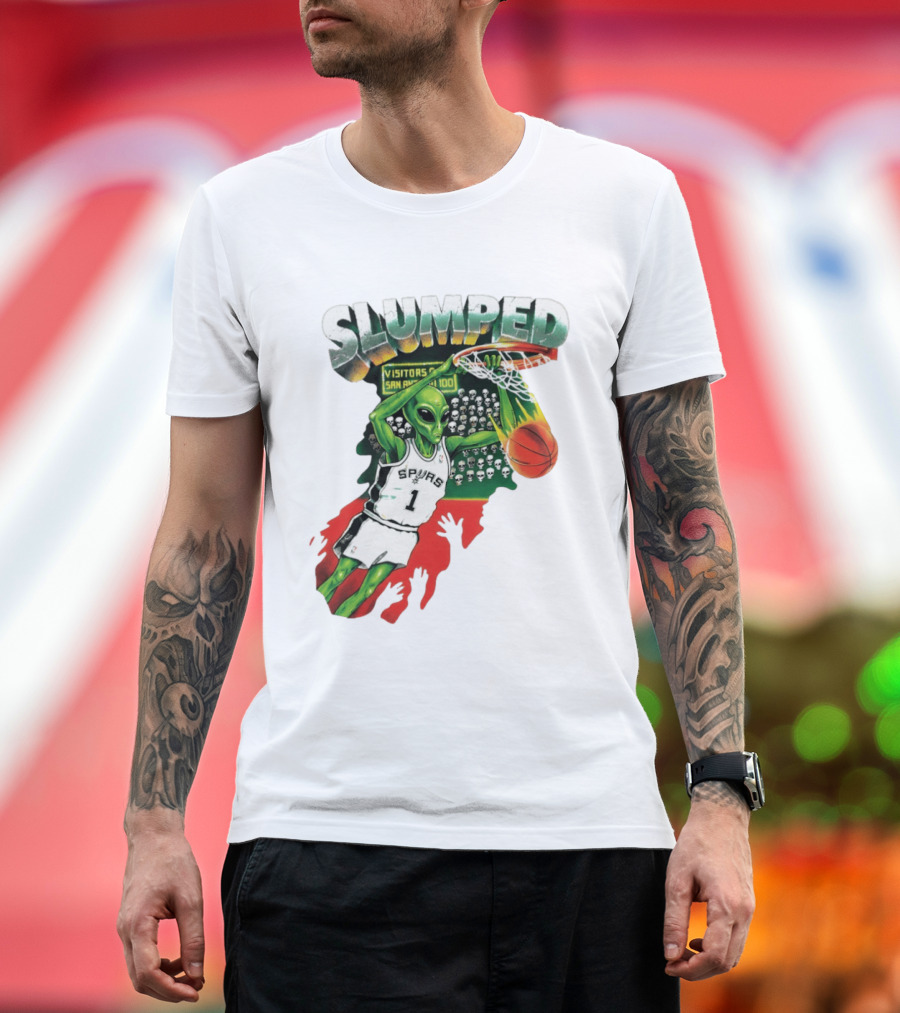 Slumped Alien Basketball Dunk Spurs Number 1 Visitors San Antonio 100 T-Shirt