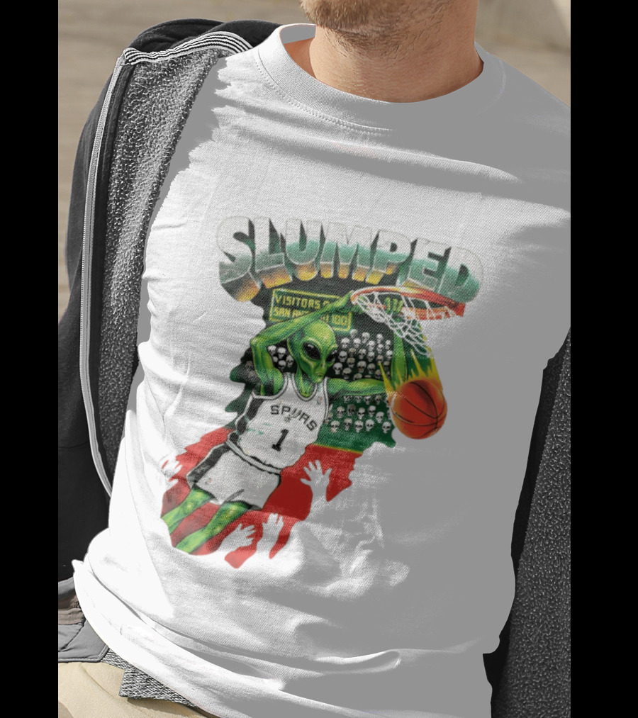Slumped Alien Basketball Dunk Spurs Number 1 Visitors San Antonio 100 T-Shirt