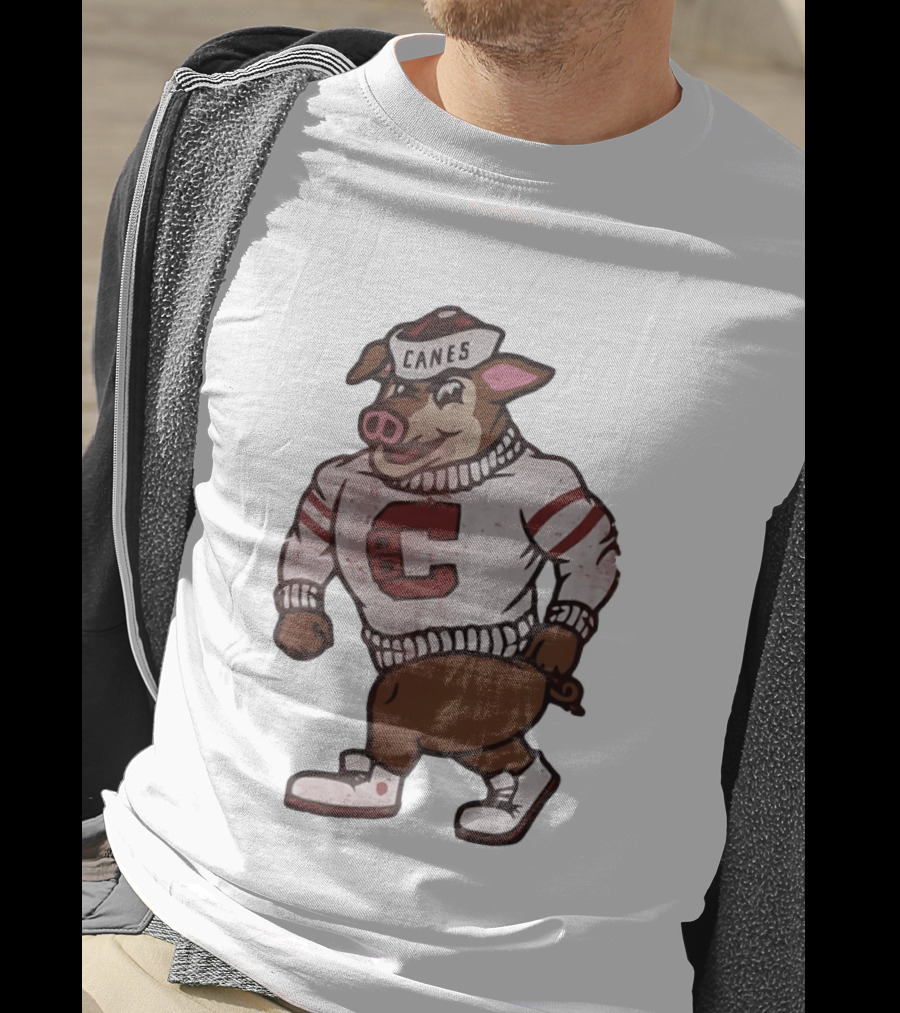 Carolina Hurricanes Canes Pig Hockey Cartoon Character Sweater T-Shirt