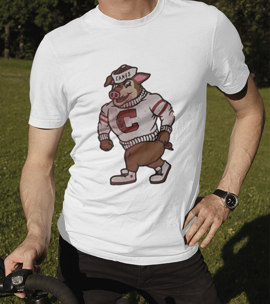 Carolina Hurricanes Canes Pig Hockey Cartoon Character Sweater T-Shirt