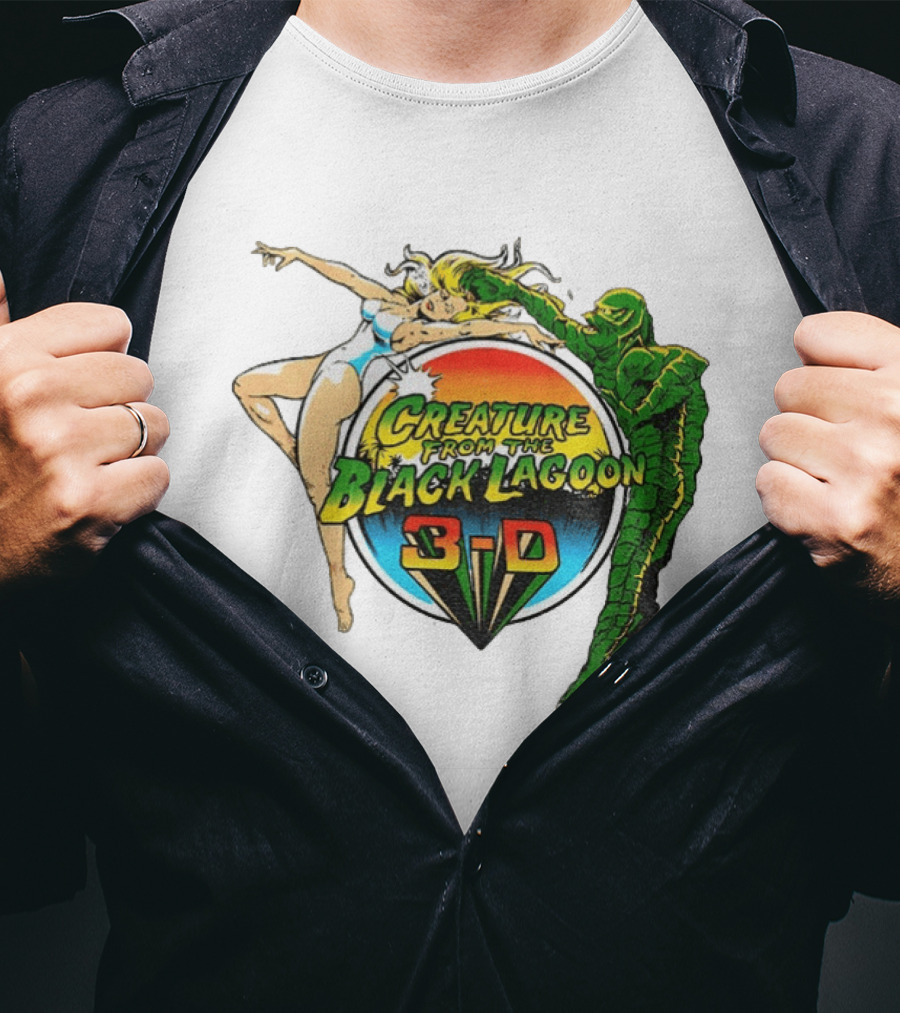 Creature From The Black Lagoon 3 D Gill Man Cartoon T-Shirt
