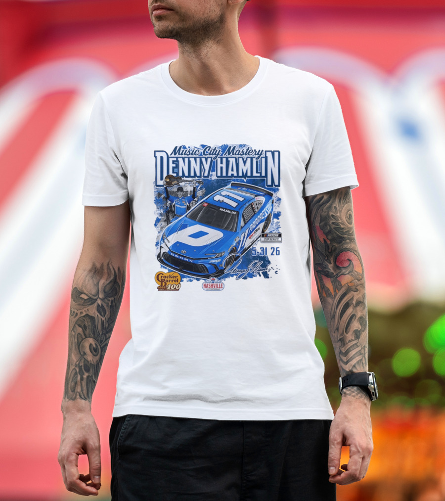 Music City Mastery Denny Hamlin Cracker Barrel 400 Nashville Superspeedway 2026 NASCAR Cup Series T-Shirt