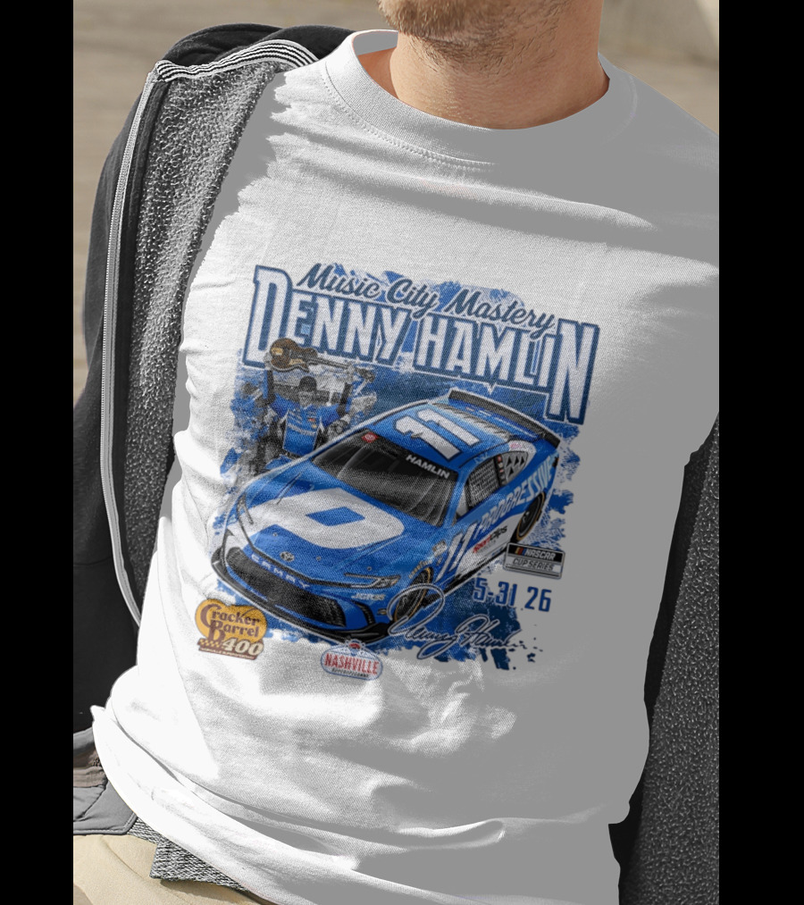 Music City Mastery Denny Hamlin Cracker Barrel 400 Nashville Superspeedway 2026 NASCAR Cup Series T-Shirt