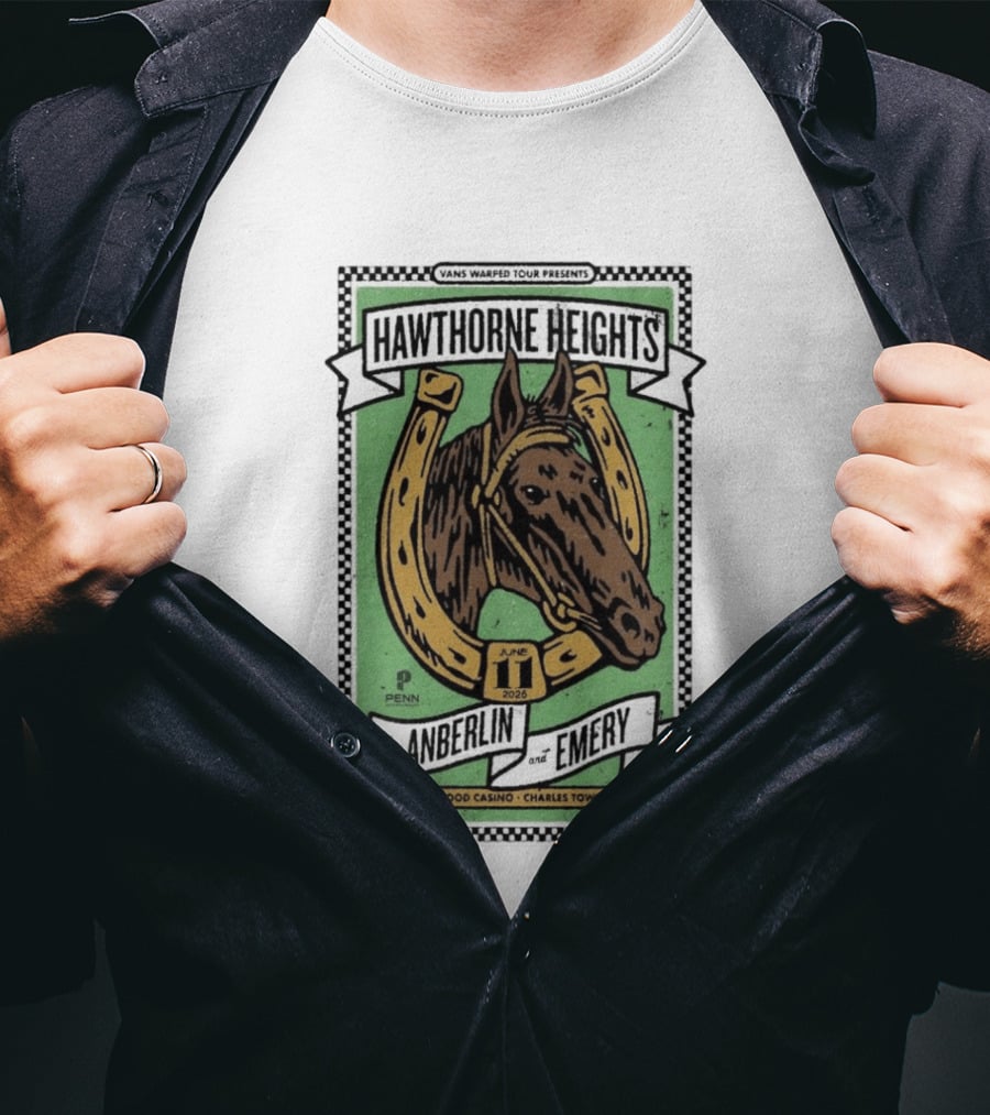 Vans Warped Tour Hawthorne Heights Anberlin Emery June 11 2026 Hollywood Casino Charles Town WV T-Shirt
