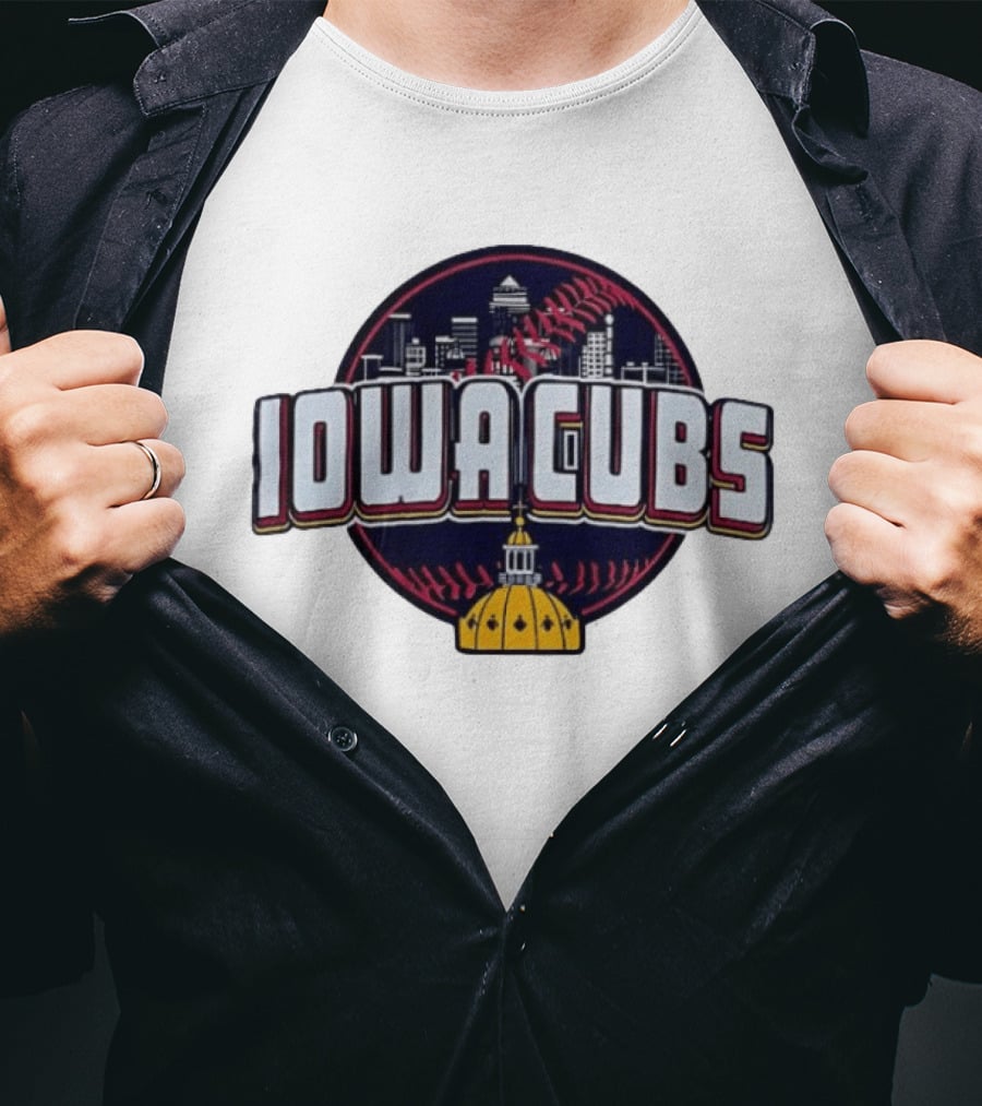 Iowa Cubs Des Moines Skyline Baseball Iowa State Capitol T-Shirt