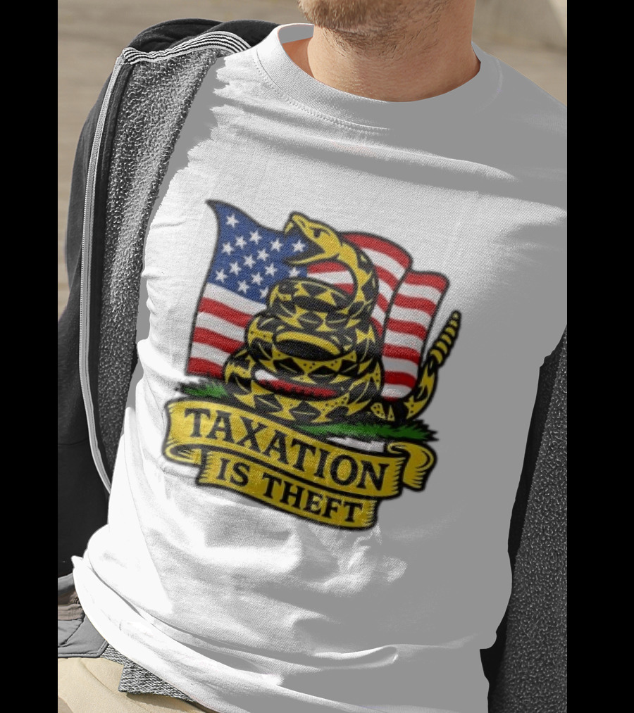 Taxation Is Theft Gadsden Flag American Flag Snake T-Shirt